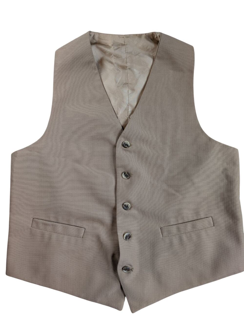 Vintage 60's 70's Men's Handmade Suit Vest Tan /Golden Groovy  Retro Disco